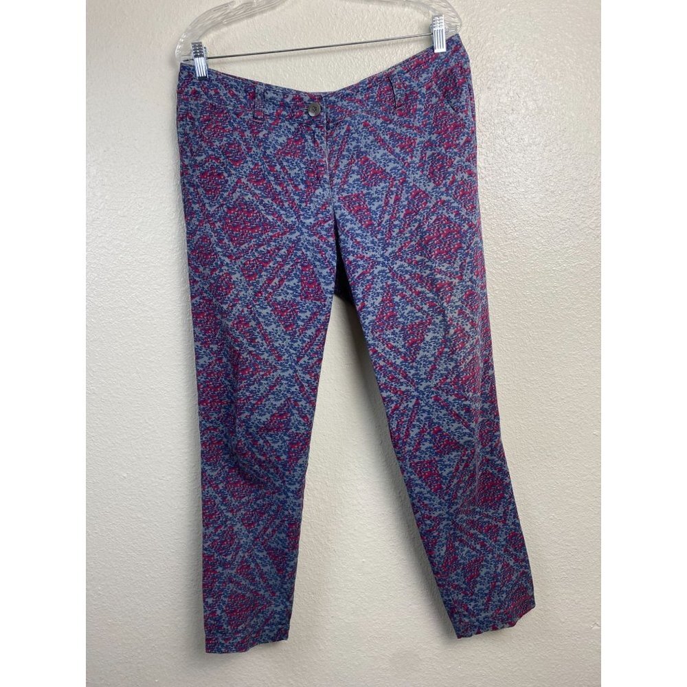 Cabi Straight Leg Floral Pants Womens size 8 Purple Casual Career Office Boho